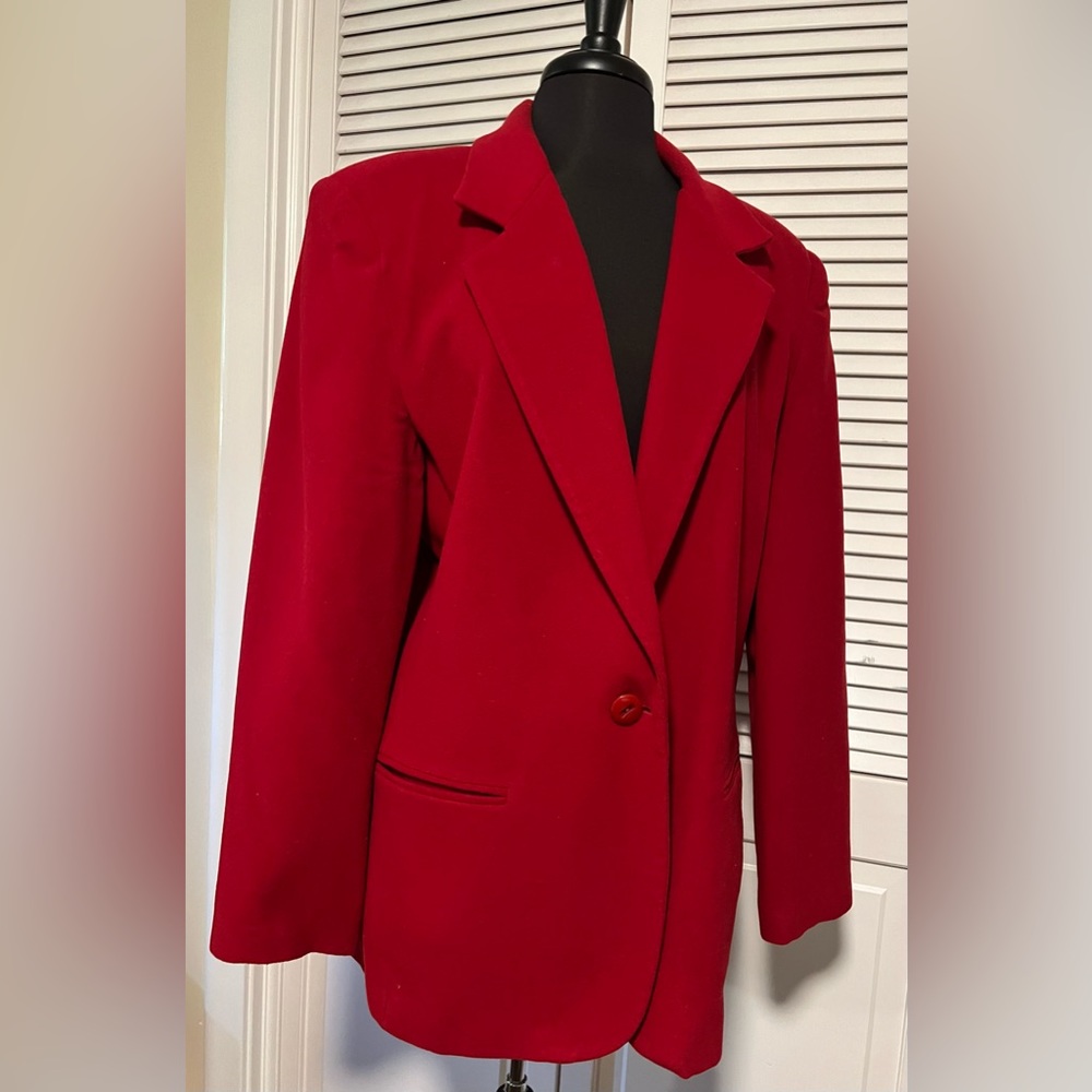 Precious Fibers wool cashmere red blazer size XL